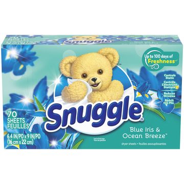 Snuggle Fabric Softener Dryer Sheets, Blue Iris & Ocean Breeze, 70 Count