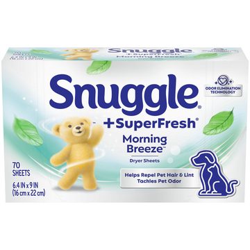 Snuggle Plus SuperFresh Fabric Softener Dryer Sheets with Static Control and Odor Eliminating Technology, Original, 70 Count