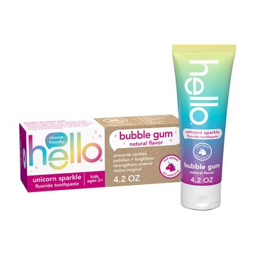 hello Unicorn Sparkle Kids Toothpaste with Fluoride, Bubble Gum Toothpaste, 4.2 Oz Tube