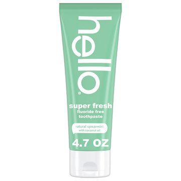 hello Super Fresh Fluoride Free Toothpaste, Natural Spearmint, 4.7 Oz Tube