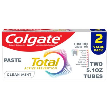 Colgate Total Active Prevention Clean Mint Toothpaste, 2 Pack, 5.1 oz