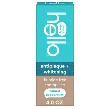hello Antiplaque and Whitening Fluoride Free Toothpaste, Natural Peppermint, 4 Oz