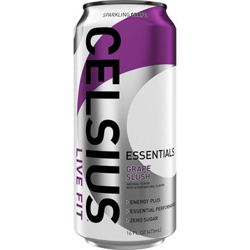 Celsius Live Fit Zero Sugar Essentials Energy Drink Sparkling Grape Slush 16 Fl Oz