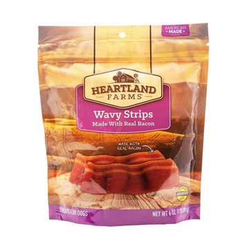 Heartland Farms Wavy Strips Dog Treats, Made with Real Bacon, 6 oz