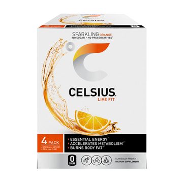 Celsius Live Fit Sparkling Energy Drink Orange 12 Fl Oz, 4 Ct