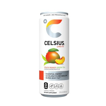 Celsius Live Fit Energy Drink Peach Mango Green Tea 12 Fl Oz