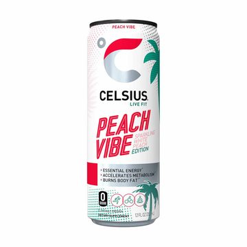 Celsius Live Fit Energy Drink Sparkling Peach Vibe 12 Fl Oz