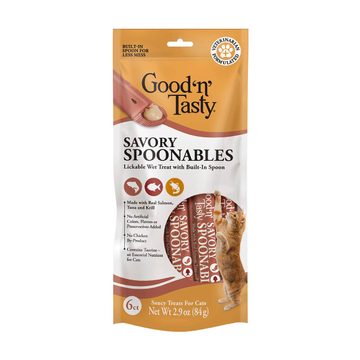 Good ‘n’ Tasty Savory Spoonables Lickable Wet Cat Treats, Salmon, Tuna & Krill, 6 ct