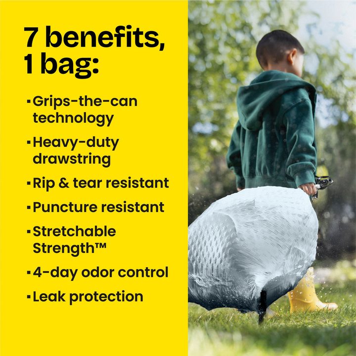 Glad ForceFlex Tall Kitchen Drawstring Trash Bags, 13 Gal, Gain Original with Febreze, 22 Ct — view 2