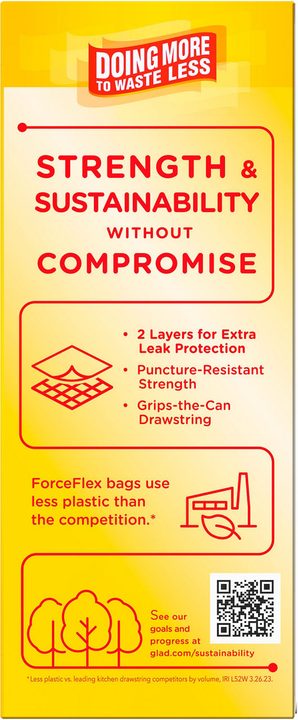 Glad ForceFlex Tall Kitchen Drawstring Trash Bags, 13 Gal, Gain Lavender with Febreze, 22 Ct — view 2