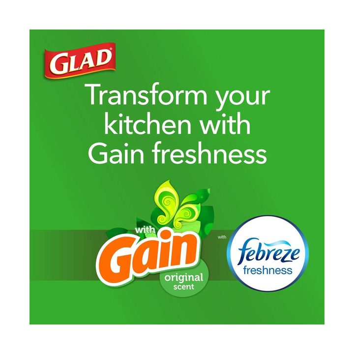 Glad ForceFlex Tall Kitchen Drawstring Trash Bags with Gain Original scent and Febreze Freshness - 13 Gallon, 41 ct — view 3