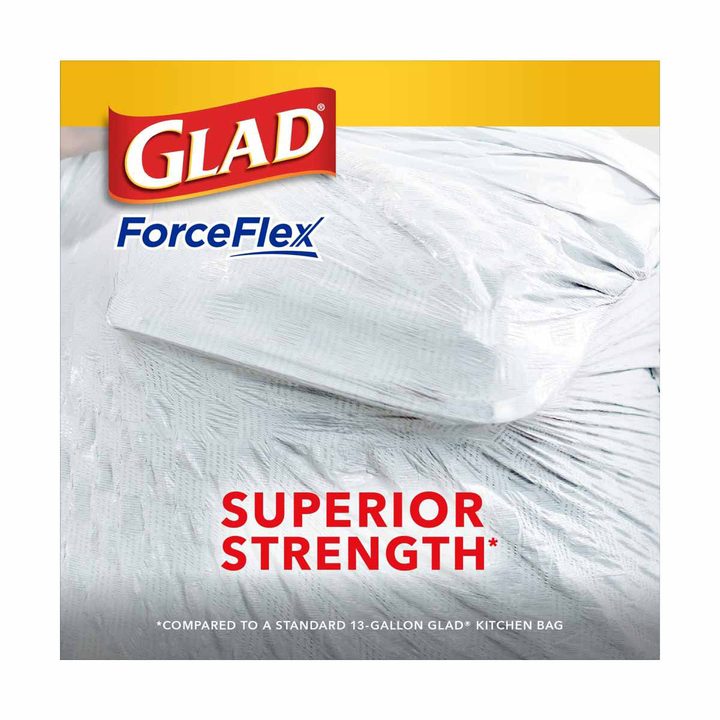 Glad ForceFlex Tall Kitchen Drawstring Trash Bags with Gain Original scent and Febreze Freshness - 13 Gallon, 41 ct — view 4