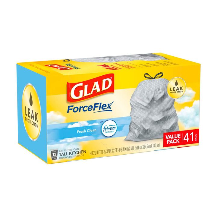 Glad ForceFlex 13 Gallon Tall Kitchen Drawstring Trash Bags - Fresh Clean Scent with Febreze, 41 ct — view 2