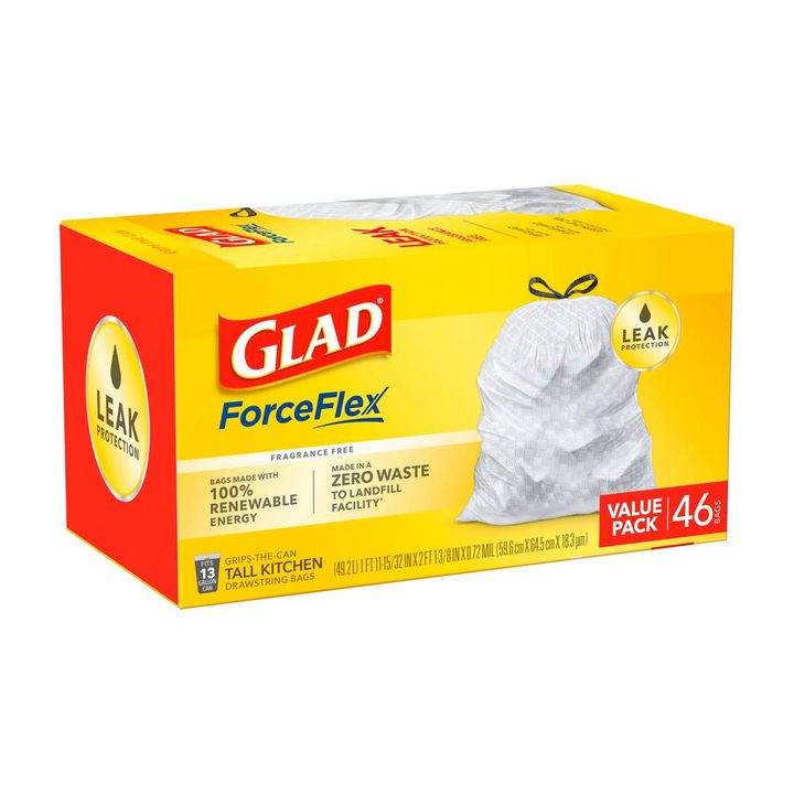 Glad ForceFlex Tall Kitchen 13 Gallon Drawstring Trash Bags, 46 ct — view 2