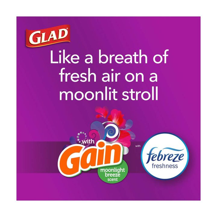 Glad 13 Gallon Tall Kitchen Quick-Tie Trash Bags - Gain Moonlight Breeze with Febreze, 70 ct — view 4