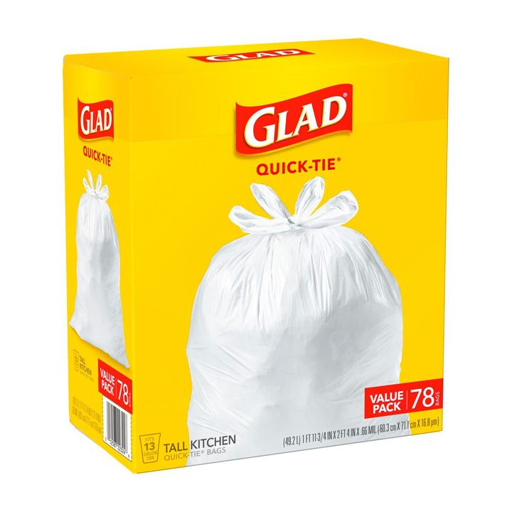 Glad 13 Gallon Tall Kitchen Quick-Tie Trash Bags, 78 ct — view 2