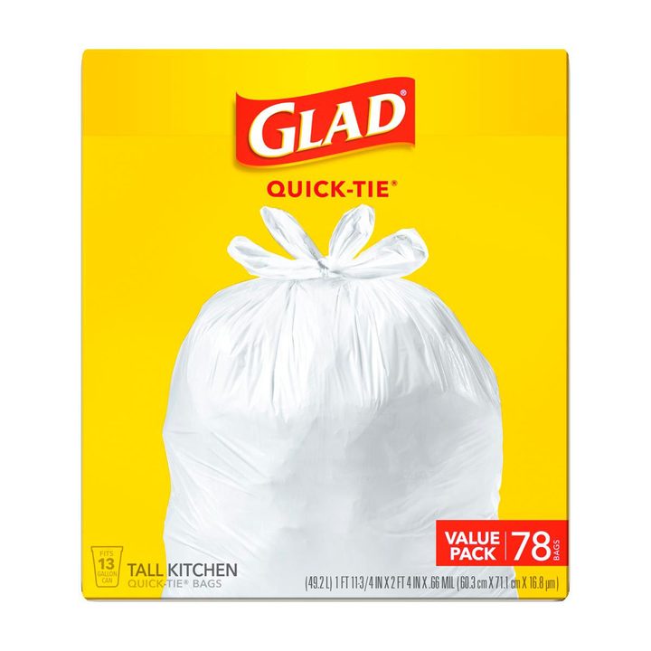 Glad 13 Gallon Tall Kitchen Quick-Tie Trash Bags, 78 ct — view 3