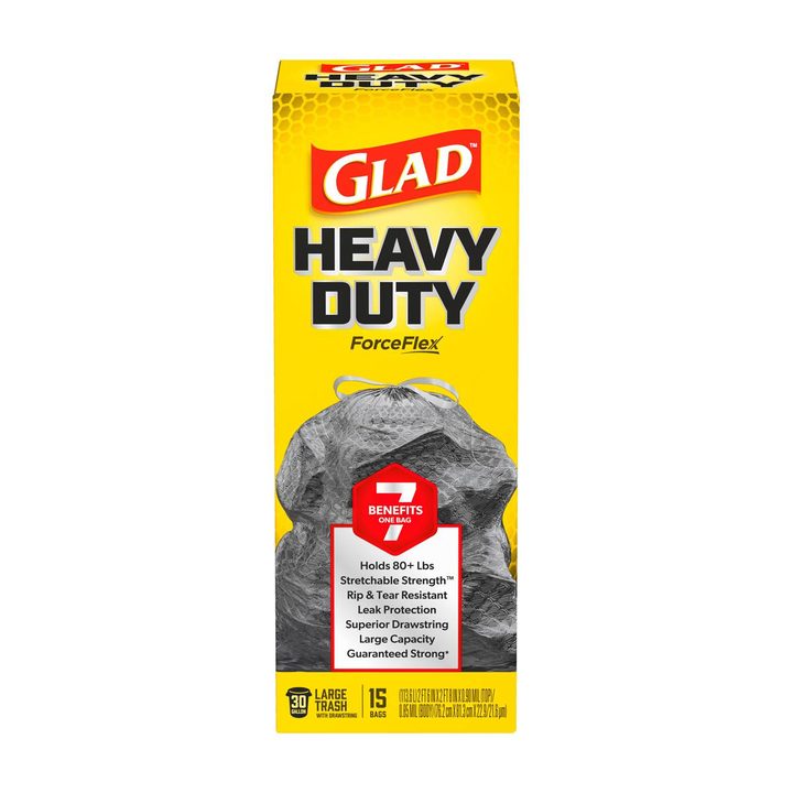 Glad ForceFlex Heavy Duty Large Drawstring Trash Bags, Hold 80+ Pounds, 30 Gallon, 15 ct — view 4