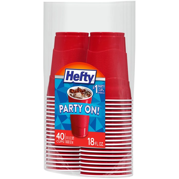 Hefty Party On! Disposable Red Plastic Cups, 18 oz - 40 ct — view 2