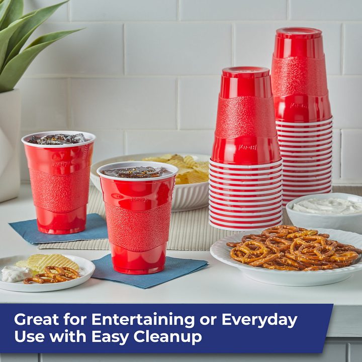 Hefty Party On! Disposable Red Plastic Cups, 18 oz - 40 ct — view 4