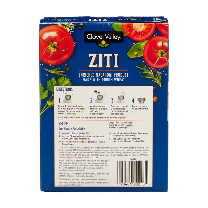 Clover Valley Ziti Enriched Macaroni Pasta, 12 oz — view 2