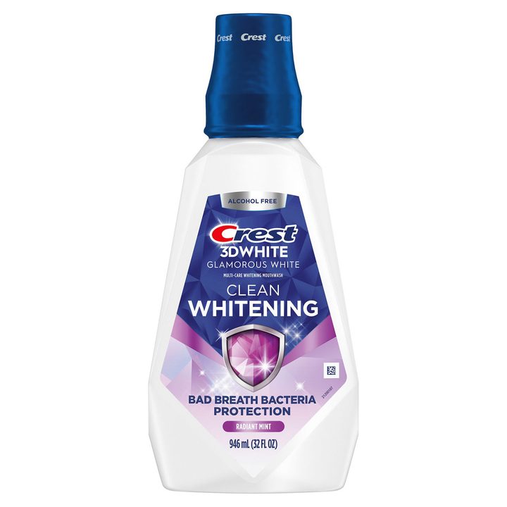 Crest 3D White Fresh Mint Glamorous White Alcohol Free Mouthwash, 32 fl oz — view 3