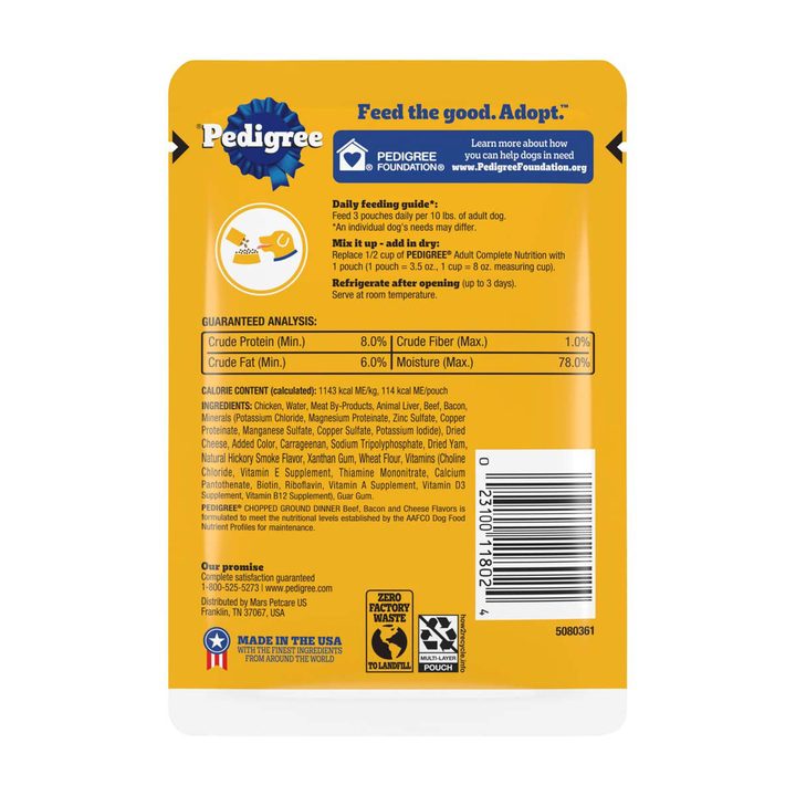 Pedigree Chopped Ground Dinner Dog Food, Beef, Bacon and Cheese Flavor, 3.5 oz — view 2