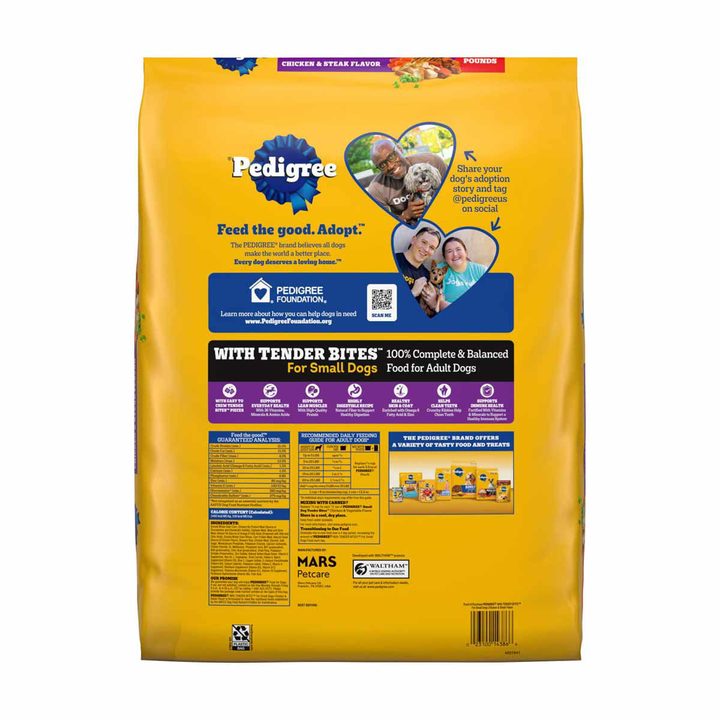 Pedigree With Tender Bites for Small Dogs Adult Dry Dog Food, Chicken and Steak Flavor, 12 lb. Bag — view 3