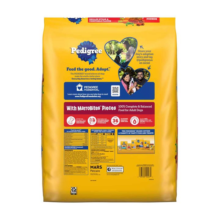 Pedigree With MarroBites Pieces Adult Dry Dog Food, Grilled Steak and Vegetable Flavor, 12 lb. Bag — view 2