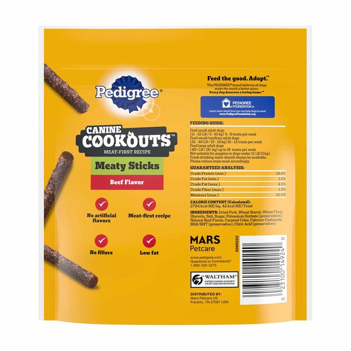 Pedigree Canine Cookouts Beef Flavor Meaty Sticks Dog Treats, 5.36 oz — view 2