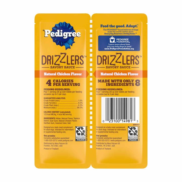 Pedigree Drizzlers Wet Dog Savory Sauce Natural Chicken Flavor, 60g Dual-Serving Pouch, 40 pk — view 2