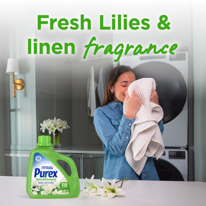 Purex Natural Elements Liquid Laundry Detergent, Fresh Lilies & Linen, 150 fl oz, 115 Loads — view 2