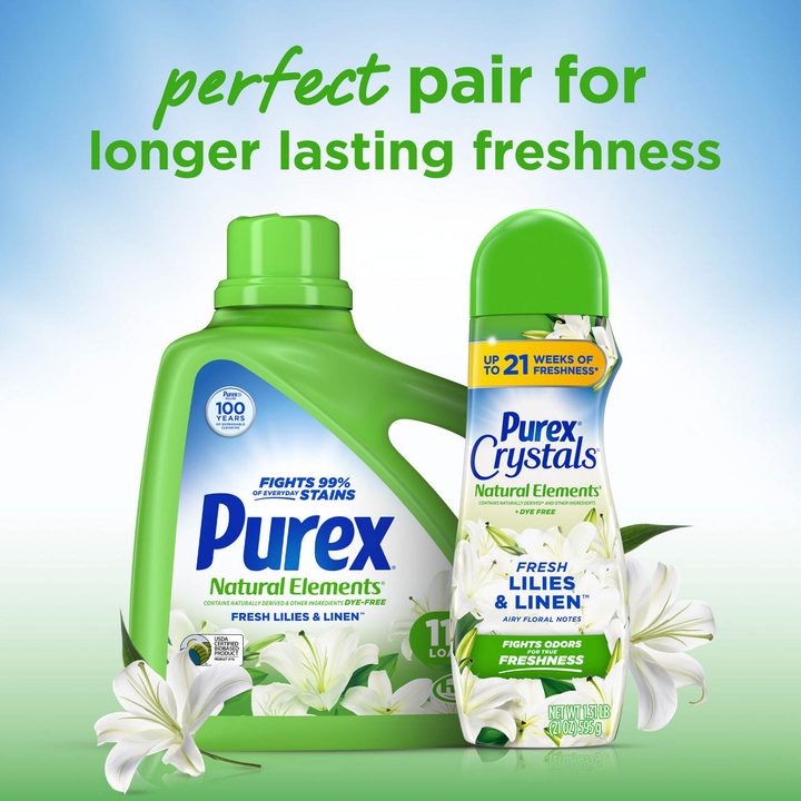 Purex Natural Elements Liquid Laundry Detergent, Fresh Lilies & Linen, 150 fl oz, 115 Loads — view 4