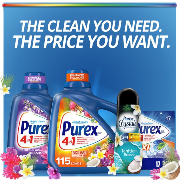 Purex Liquid Laundry Detergent, Tahitian Breeze, 150 Fluid Ounces, 115 Loads — view 2