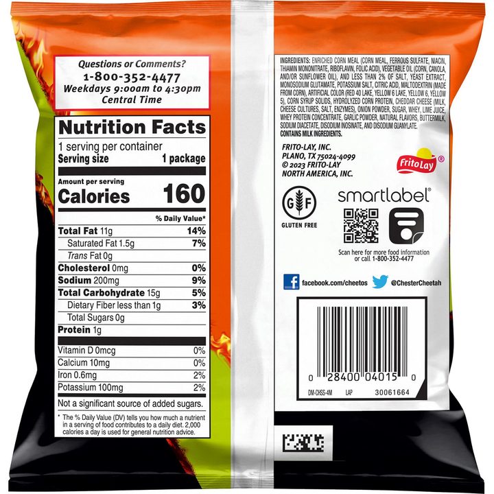 Cheetos Crunchy Cheese Flavored Snacks Flamin' Hot Limon Flavored 1 Oz — view 4