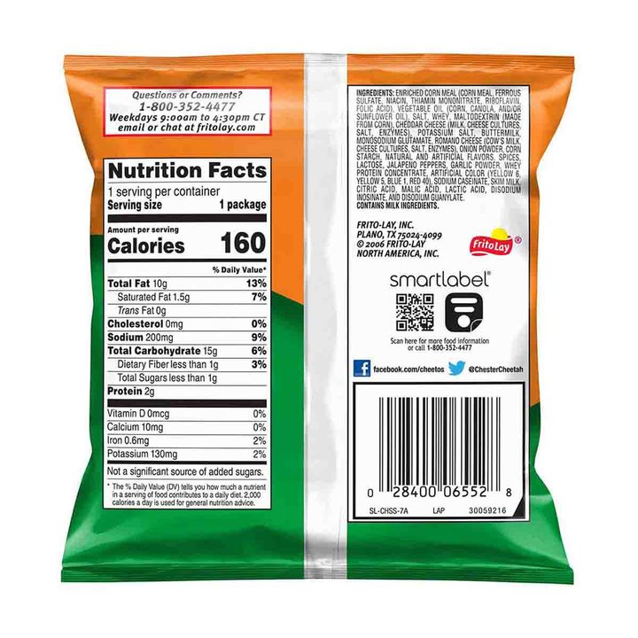 Cheetos Crunchy Cheese Flavored Snacks Cheddar Jalapeno Flavored 1 Oz — view 2