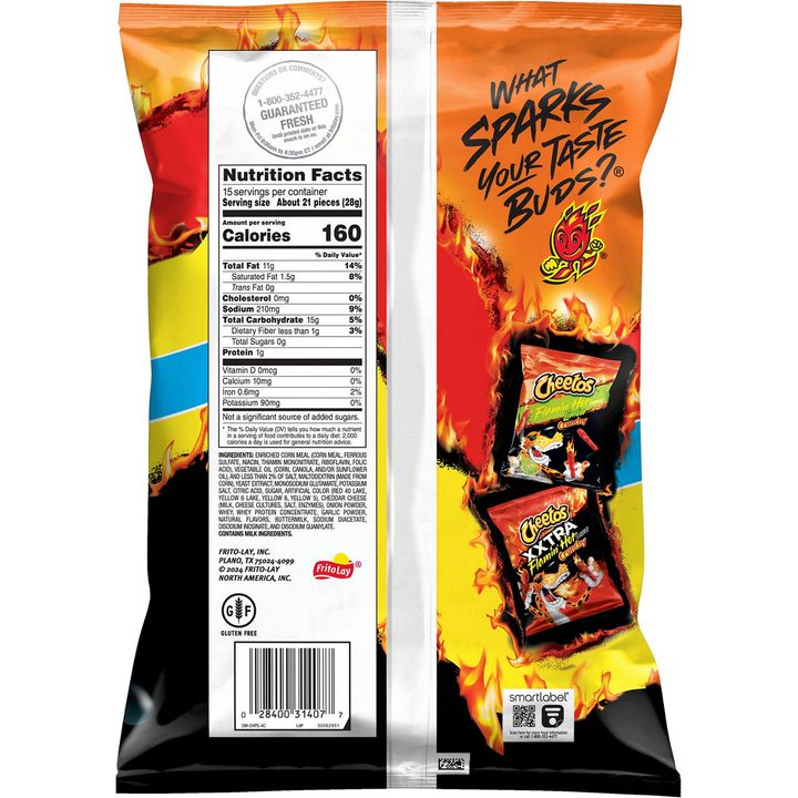 Cheetos Crunchy Cheese Flavored Snacks, Flamin' Hot, Party Size, 15 oz — view 3