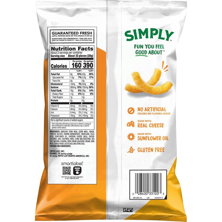 Cheetos Simply Puffs Cheese Flavored Snacks, White Cheddar, 2 1/2 oz — view 3
