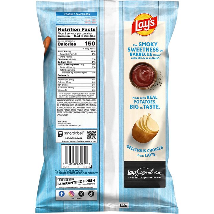 Lay's Lightly Salted Potato Chips Barbecue Flavored 7 3/4 Oz — view 4