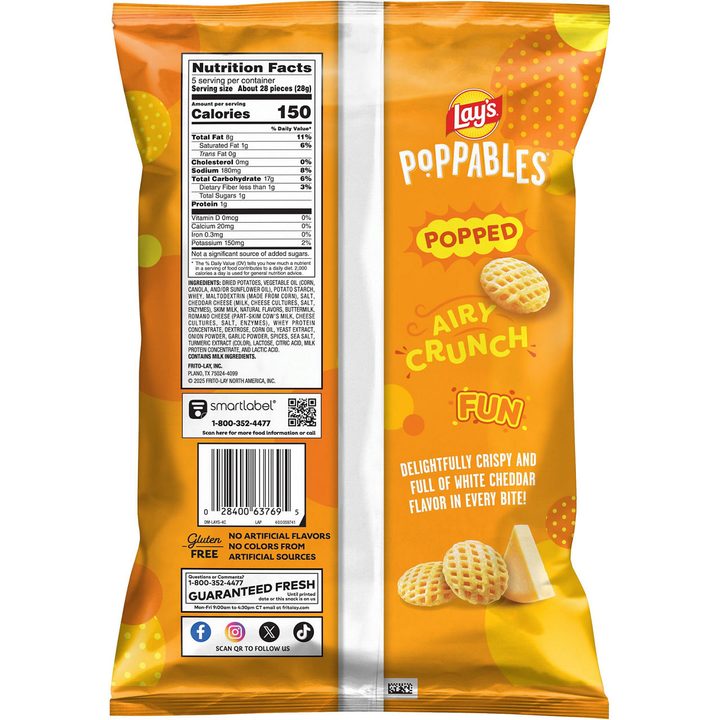 Lay's Poppables Potato Snacks White Cheddar Flavored 5 Oz — view 2