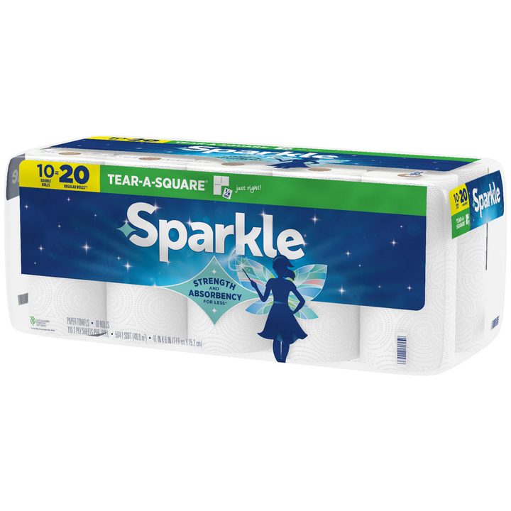 SPARKLE TEAR-A-SQUARE PAPER TOWELS, 10 DOUBLE ROLLS — view 2