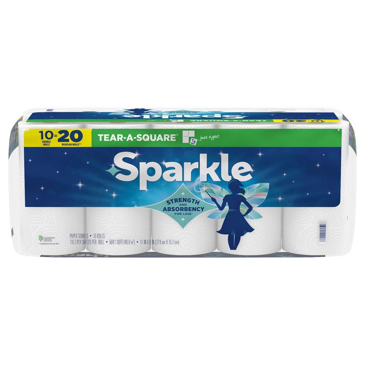 SPARKLE TEAR-A-SQUARE PAPER TOWELS, 10 DOUBLE ROLLS — view 3