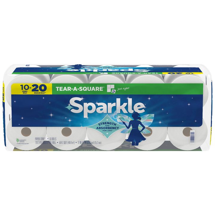 SPARKLE TEAR-A-SQUARE PAPER TOWELS, 10 DOUBLE ROLLS — view 4