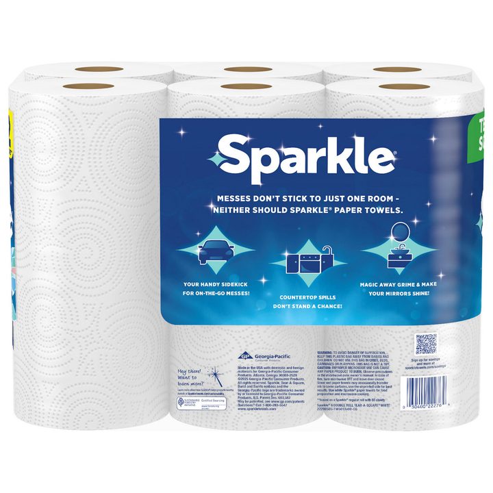 SPARKLE TEAR-A-SQUARE PAPER TOWELS, 6 DOUBLE ROLLS — view 2