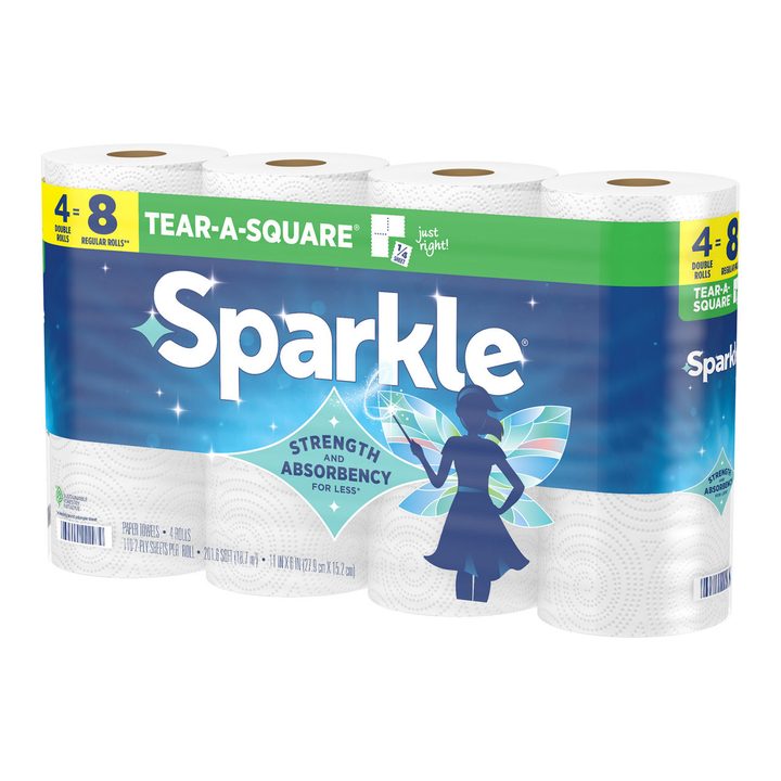 SPARKLE TEAR-A-SQUARE PAPER TOWELS, 4 DOUBLE ROLLS — view 2