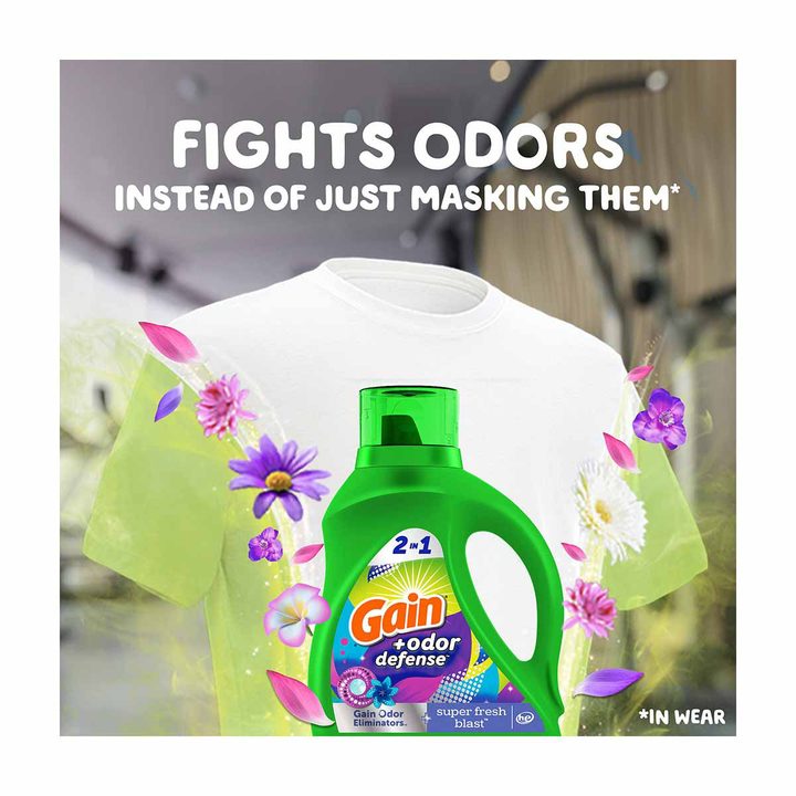 Gain Odor Defense Liquid Laundry Detergent, Super Fresh Blast Scent, 65 fl oz — view 3