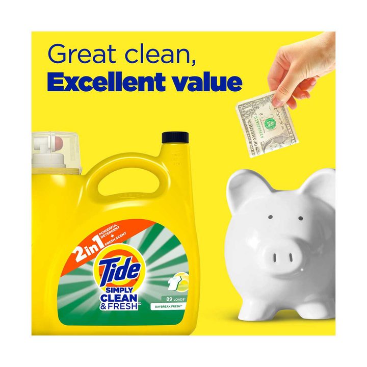 Tide Simply Liquid Laundry Detergent - Daybreak Fresh, 114 Loads - 165 fl oz — view 4