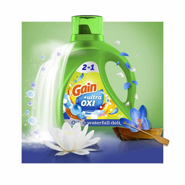 Gain Ultra Oxi Liquid Laundry Detergent, Waterfall Delight Scent, 65 fl oz — view 4