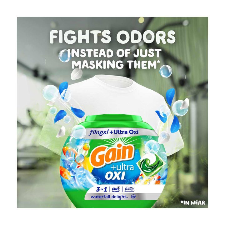 Gain Flings Ultra Oxi Laundry Detergent Pacs, Waterfall Delight Scent, 14 ct — view 2