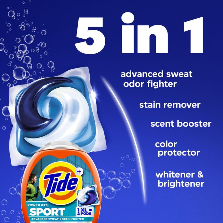 Tide Power Pods Sport Laundry Detergent Pacs, 18 Count, Advanced Sweat + Stain Fighter — view 2